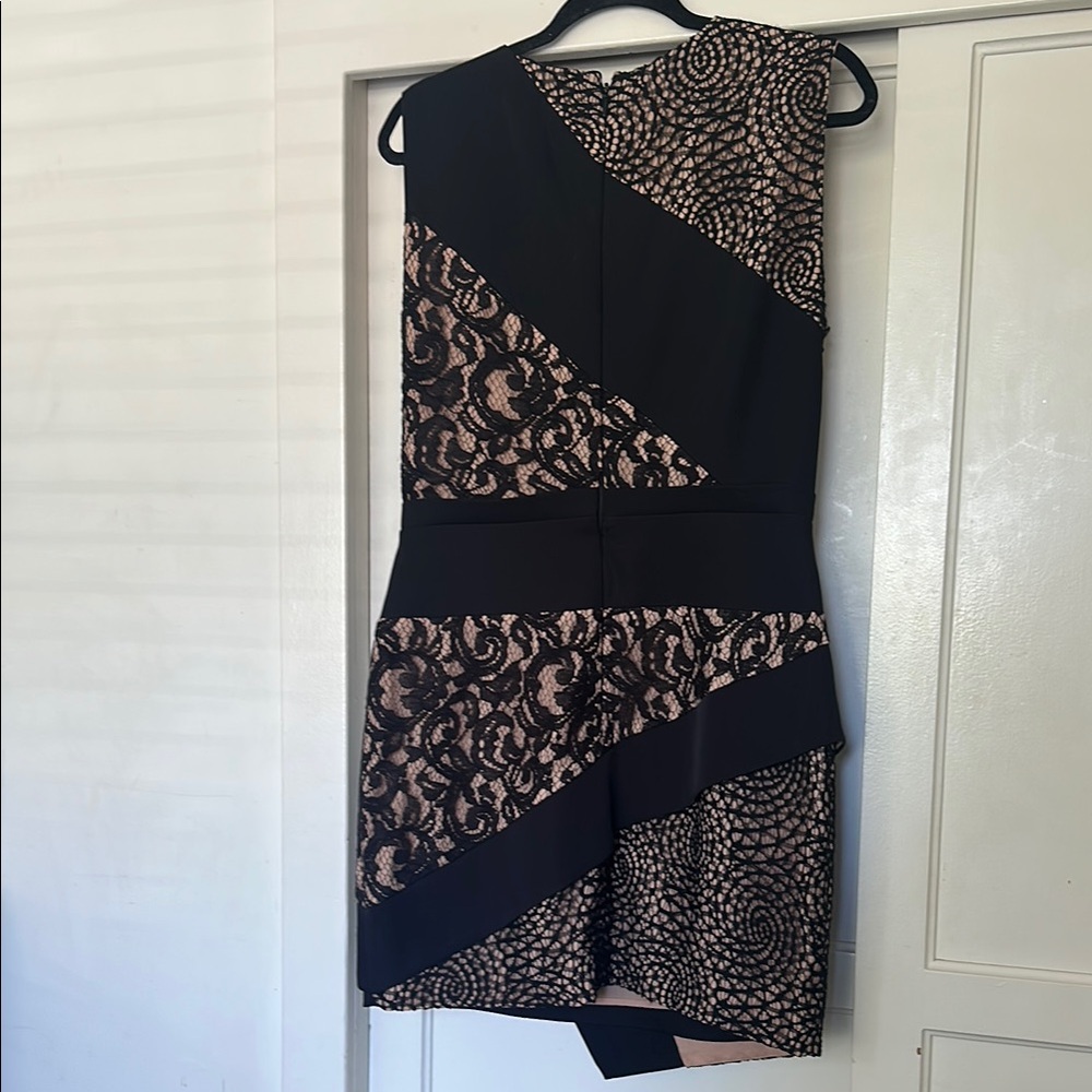 BCBGMaxAzria Black and Cream Asymmetrical cocktail Dress